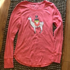 Old Navy thermal (PJ) shirt with llama